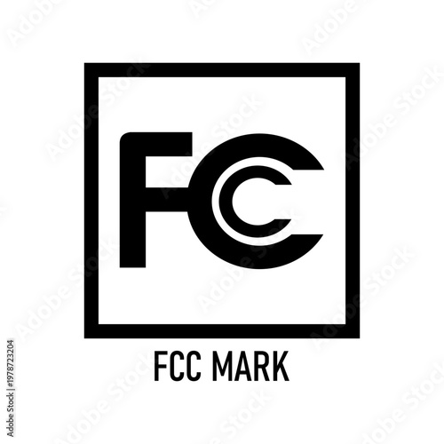 FCC Mark Icon – Federal Communications Commission Certification Badge Vector