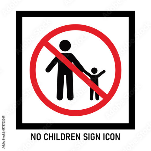 No Children Sign Icon – Adult Child Prohibition Circle Red Warning Symbol Vector