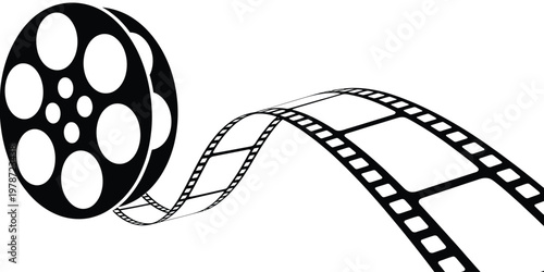 Classic film reel icon symbolizing vintage cinema and movie culture isolated on white background, Vector, illustration