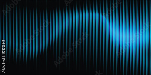 A futuristic abstract background with rhythmic vertical light waves and glowing turquoise lines. Perfect for digital design backgrounds.