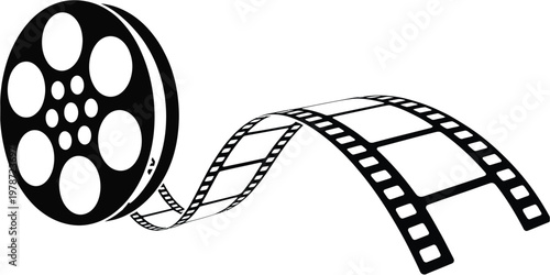 Classic film strip icon symbolizing cinema and movie culture isolated on white background, Vector, illustration