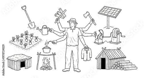A man with many skills and tools for various tasks and hobbies
