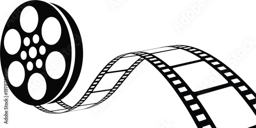 Classic film reel icon symbolizing motion pictures and cinema heritage isolated on white background, Vector, illustration