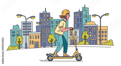 Man riding electric scooter in city