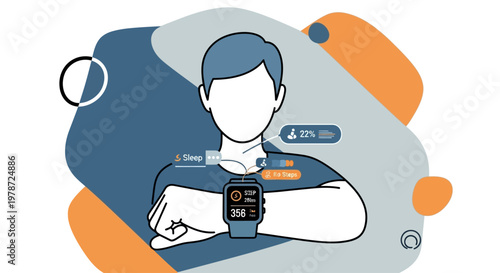 Man wearing smartwatch with health tracking features