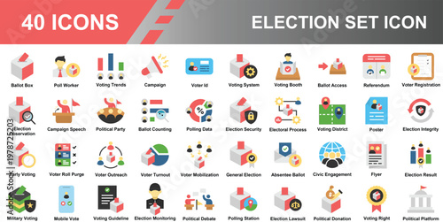 Election Icon Set Collection Voting Democracy Political Campaign Flat Design Icons Pack