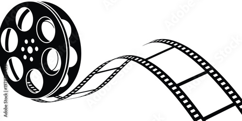 Classic film reel icon symbolizing vintage movie culture and storytelling isolated on white background, Vector, illustration