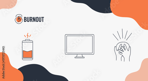 Burnout concept with exhausted battery and stressed person