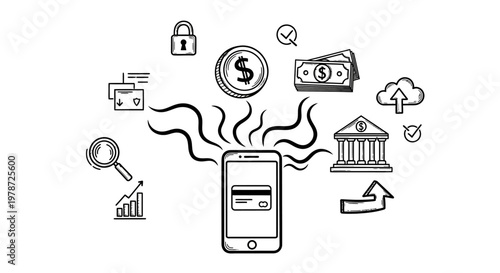 Mobile banking and finance icons