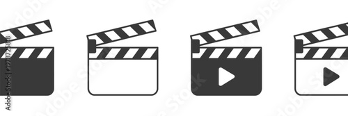 Series of icons representing different video playback controls and statuses isolated on white background, Vector, illustration