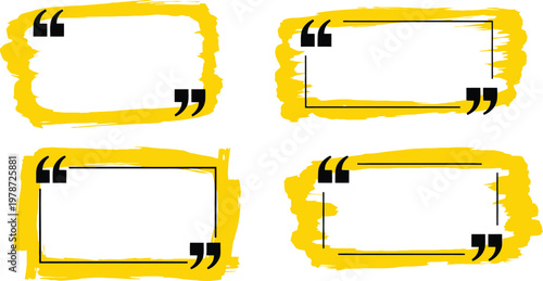 Four yellow quote boxes with textured borders and black frames quote box text box textured border white background quotation