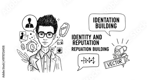 Businessman building identity and reputation
