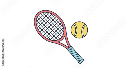 Tennis racket and yellow ball equipment.