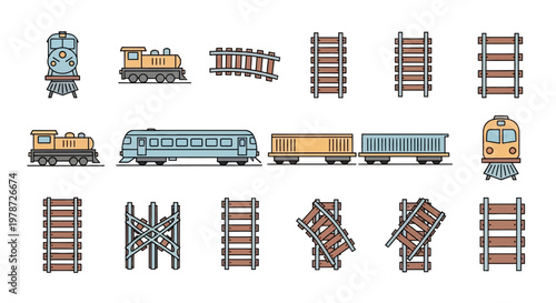 Train tracks and locomotive parts.