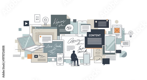 Businessman surrounded by digital documents and communication icons
