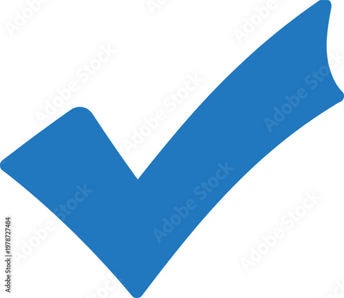 Blue check mark symbol for approval, done, success, confirmation, agreement, right choice, positive feedback, task completion. vector illustration