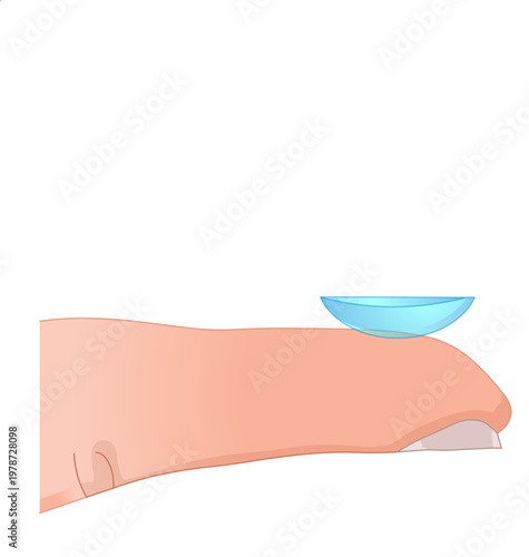 Contact lens on finger. Treatment of eye diseases or visual changes, color changes. Illustration vector