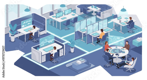 Modern office interior with coworkers