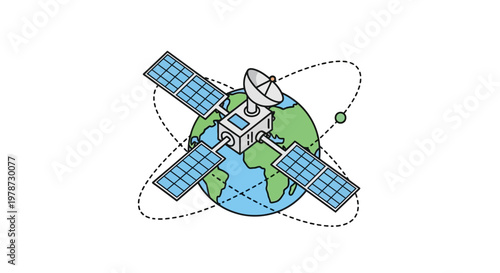 Satellite orbiting the Earth in space.