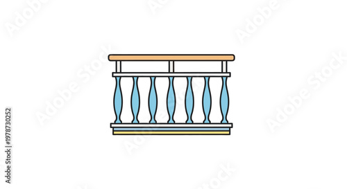 Colorful decorative railing with balusters.