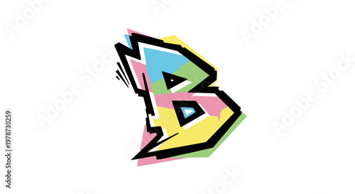 Graffiti letter B colorful urban art.