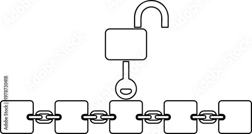 Open padlock on a chain icon for data liberation and network security access