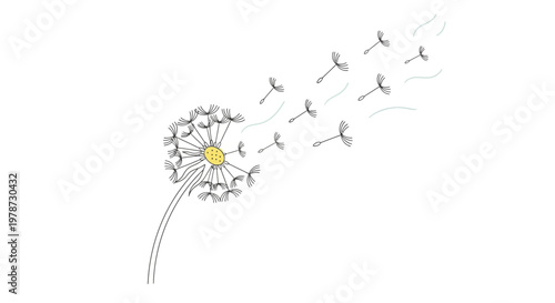 Dandelion Flower Seeds Blowing Away.