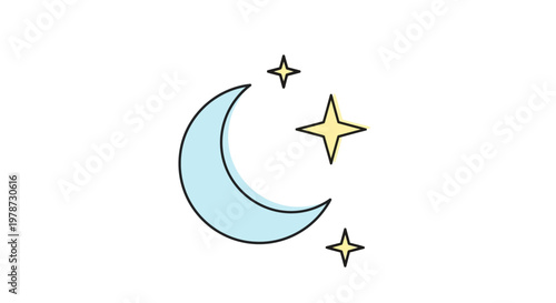 Crescent Moon with Yellow Stars.