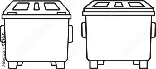 Dumpster or trash bin icons with trash can waste management garbage can disposal unit waste container recycling bin waste removal waste collection sanitation services public waste dumpster