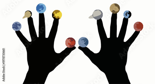 Hands Energy Orbs Vector – Floating Planet Sphere Icons