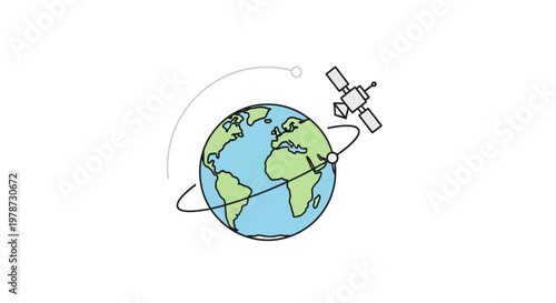 Satellite Orbiting the Earth Globe.