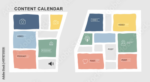 Content calendar template with icons