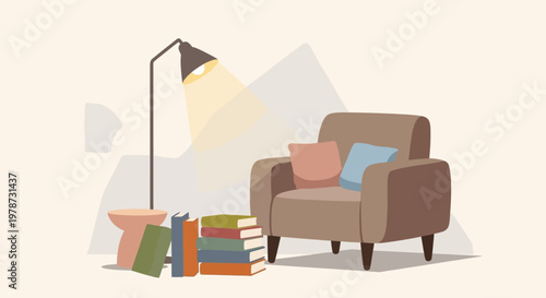 Cozy reading nook with chair and books