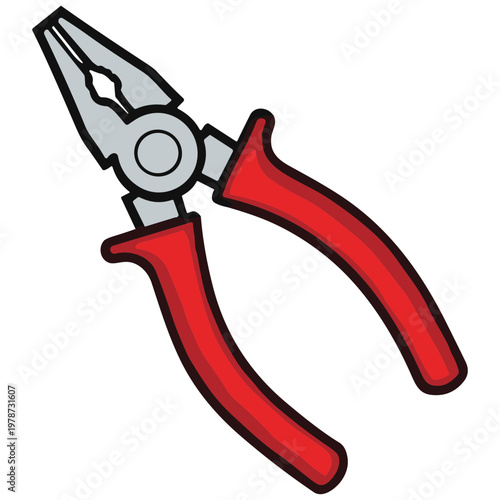An illustration of red handled pliers on a white background