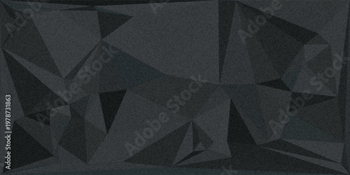 Black grey abstract vector background. Geometric monochrome mosaic composed of triangles. Dark polygons wallpaper. Gradient. Shadow