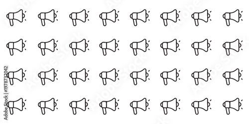 Pattern of Small Megaphone Icons for Communication and Marketing