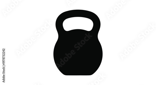 A stark black silhouette of a kettlebell commonly used for strength training and fitness routines silhouette high quality