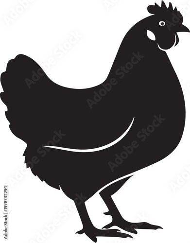 Standing Rooster Profile Vector Illustration