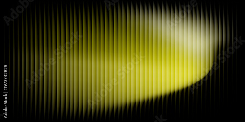 Abstract background presents a mesmerizing array of vertical light bars transitioning from intense glowing yellow and bright white highlights down into deep black shadows on the left side suggesting