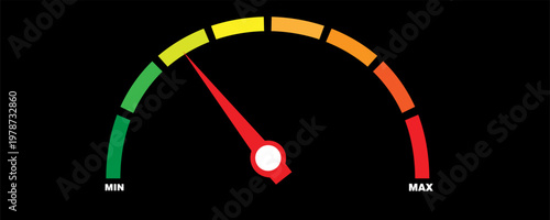 Speed metering icon isolated on white background. vector illustration modern flat design. Minimum and maximum measuring dial. Colorful infographic gauge sign. car performance measurement symbol.