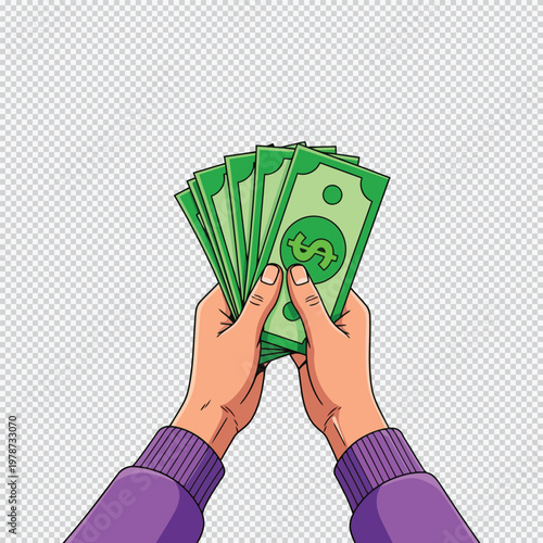 Hands holding green money cash finance wealth