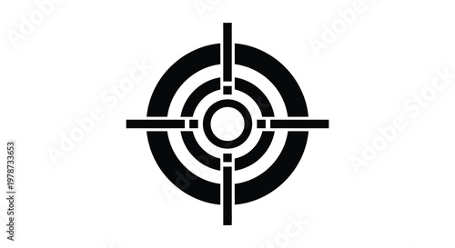 A black target symbol featuring concentric circles and crosshairs creating a striking visual silhouette high quality professional detailed