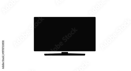 Black television set with a rectangular screen and stand silhouette