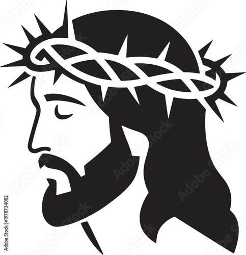 crown of thorns minimalist black stencil logo design
