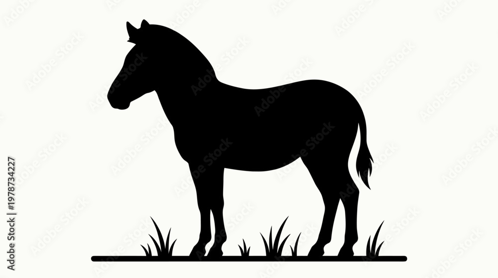 Obraz premium Black silhouette of a horse standing.