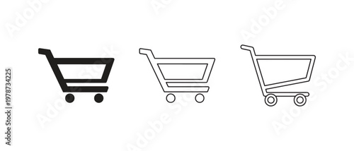 Simple vector shopping cart icon set for online shopping and e commerce use