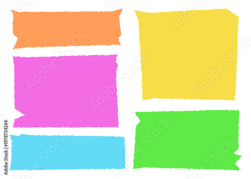 Konstfotografi Vector set of bright colorful stickers with torn ragged edges isolated on white