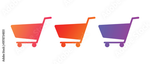 Colorful shopping carts isolated on a clean background representing online shopping retail and e commerce concept