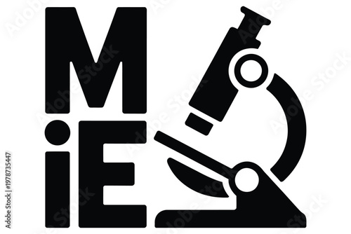 Microscope icon with mie text isolated on transparent background scientific research equipment design element for microbiology laboratory stud