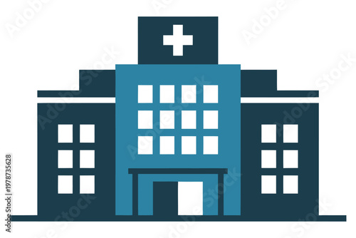Modern hospital building icon isolated on transparent background medical care facility center architectural design graphic for healthcare web